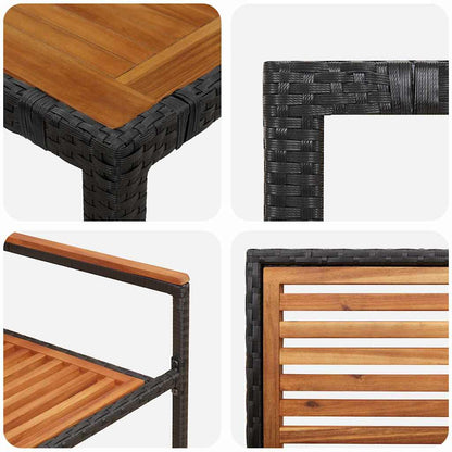 Garden Dining Set 7 pcs Black and Wood 190 x 90 x 75 cm