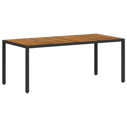 Garden Dining Set 7 pcs Black and Wood 190 x 90 x 75 cm