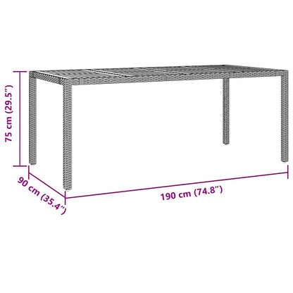 Garden Dining Set 7 pcs Black and Wood 190 x 90 x 75 cm