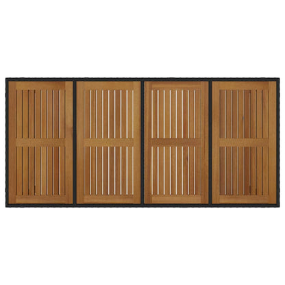 Garden Dining Set 7 pcs Black and Wood 190 x 90 x 75 cm