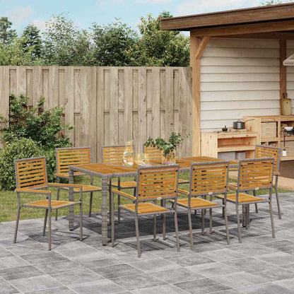 Garden Dining Set 9 pcs Grey and Brown 190 x 90 x 75 cm
