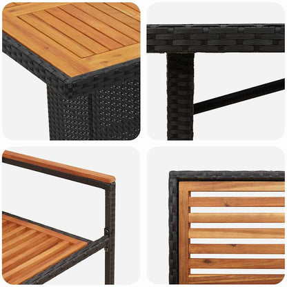 Garden Dining Set 9 pcs Black and Brown 190 x 80 x 75 cm