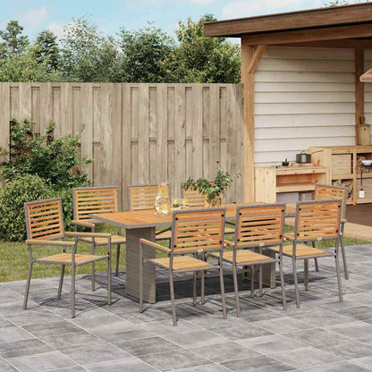 Garden Dining Set 9 pcs Grey 190 x 80 x 75 cm Poly Rattan