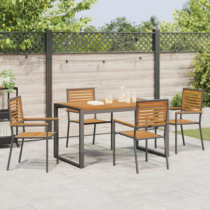 Garden Dining Set 5 pcs Black and Wood 140 x 80 x 75 cm