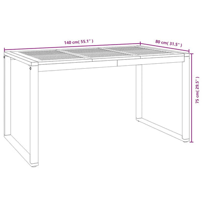 Garden Dining Set 5 pcs Black and Wood 140 x 80 x 75 cm