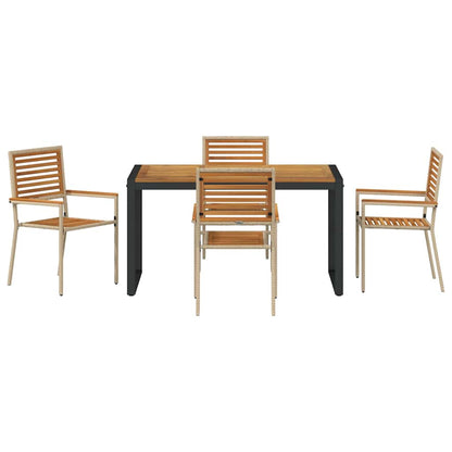 Garden Dining Set 5 pcs Beige 140 x 80 x 75 cm Poly Rattan
