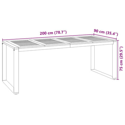 Garden Dining Set 9 pcs Black and Wood 200 x 80 x 75 cm