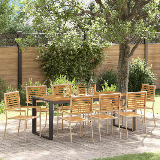 Garden Dining Set 9 pcs Beige 200 x 80 x 75 cm Poly Rattan