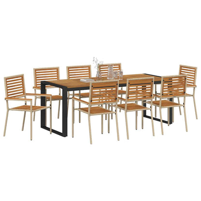 Garden Dining Set 9 pcs Beige 200 x 80 x 75 cm Poly Rattan