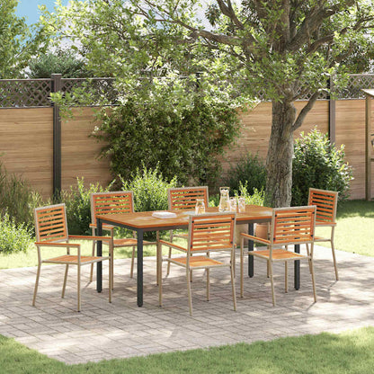 Garden Dining Set 7 pcs Beige 180 x 90 x 75 cm Poly Rattan