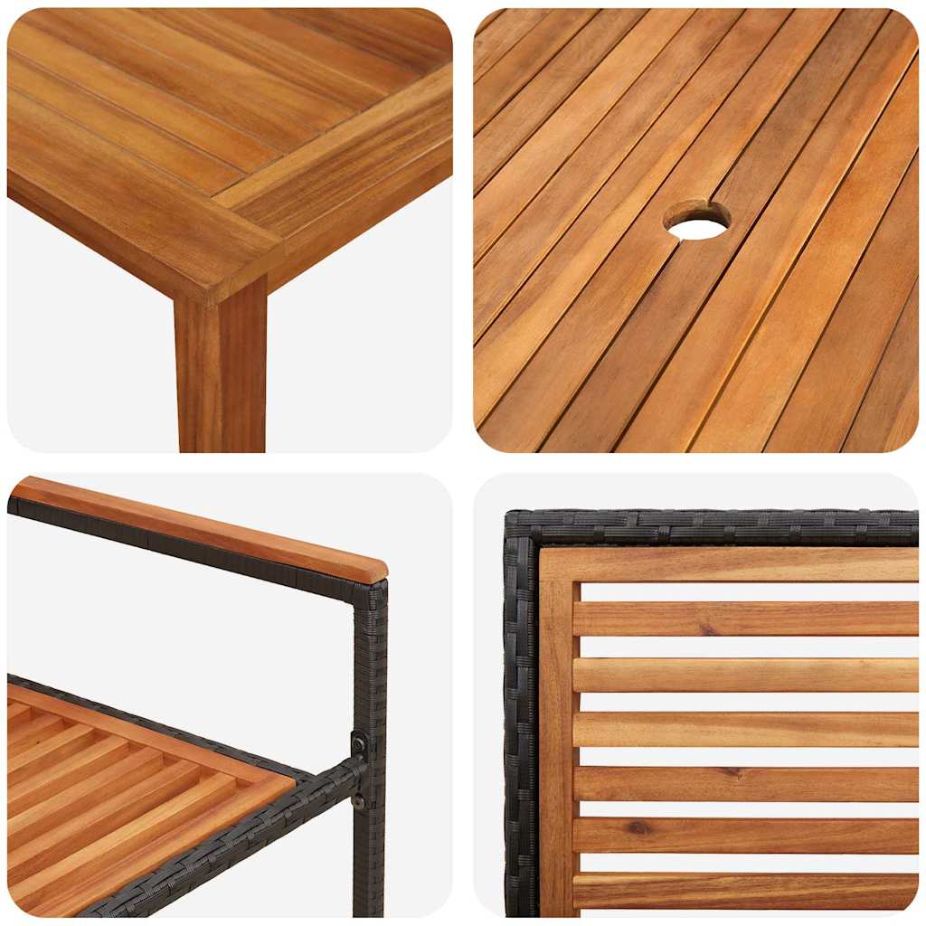 Garden Dining Set 5 pcs Black Poly rattan