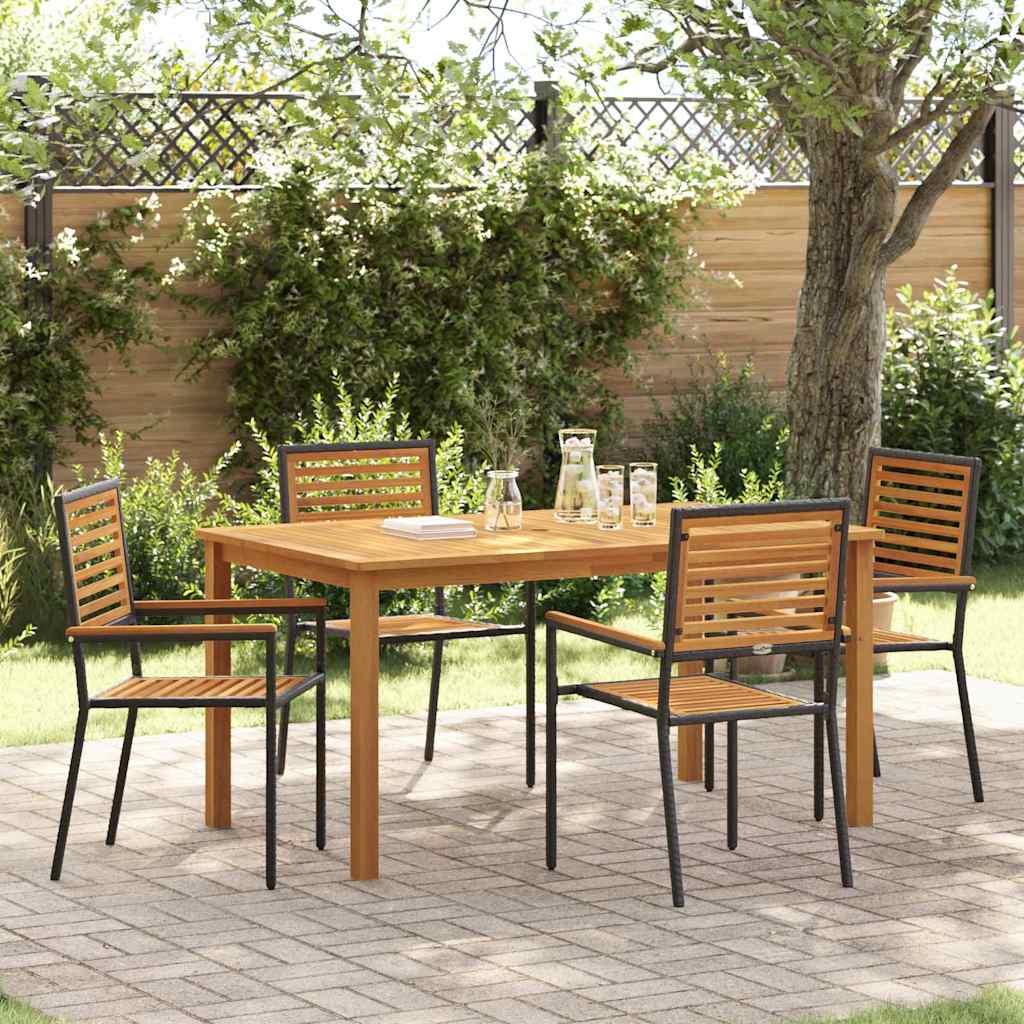 Garden Dining Set 5 pcs Black Poly rattan