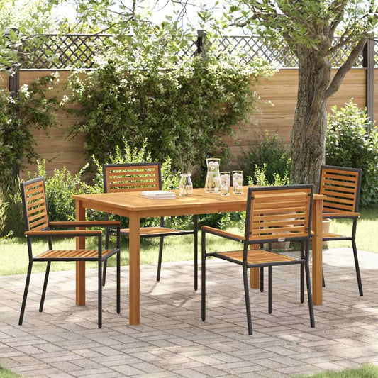 Garden Dining Set 5 pcs Black Poly rattan