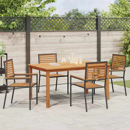 Garden Dining Set 5 pcs Black Poly rattan