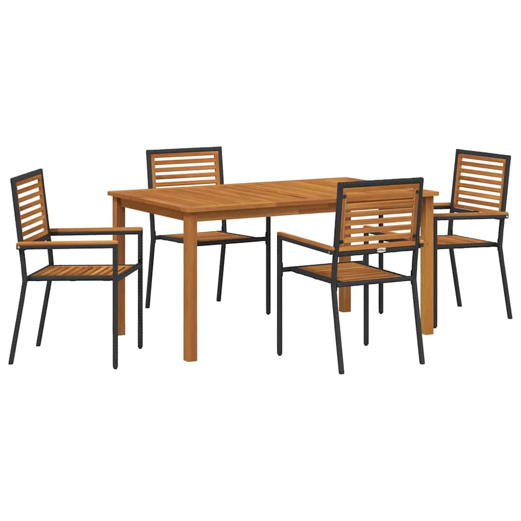 Garden Dining Set 5 pcs Black Poly rattan