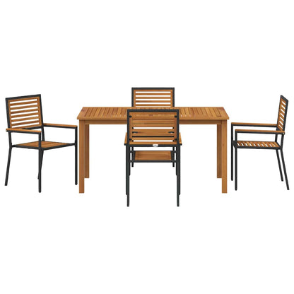 Garden Dining Set 5 pcs Black Poly rattan