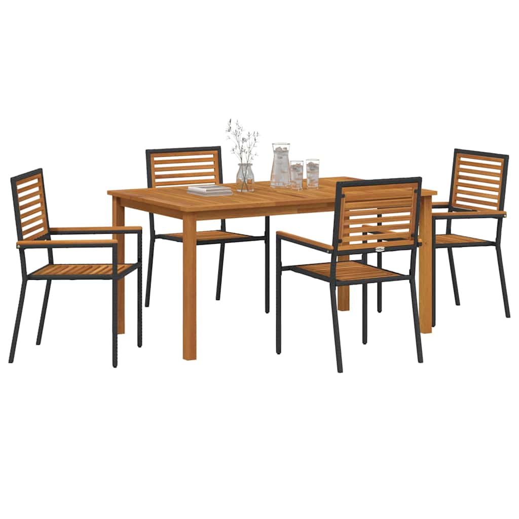 Garden Dining Set 5 pcs Black Poly rattan
