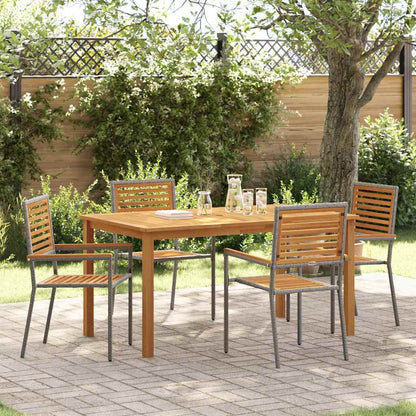 Garden Dining Set 5 pcs Grey Poly rattan