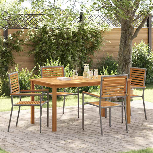 Garden Dining Set 5 pcs Grey Poly rattan