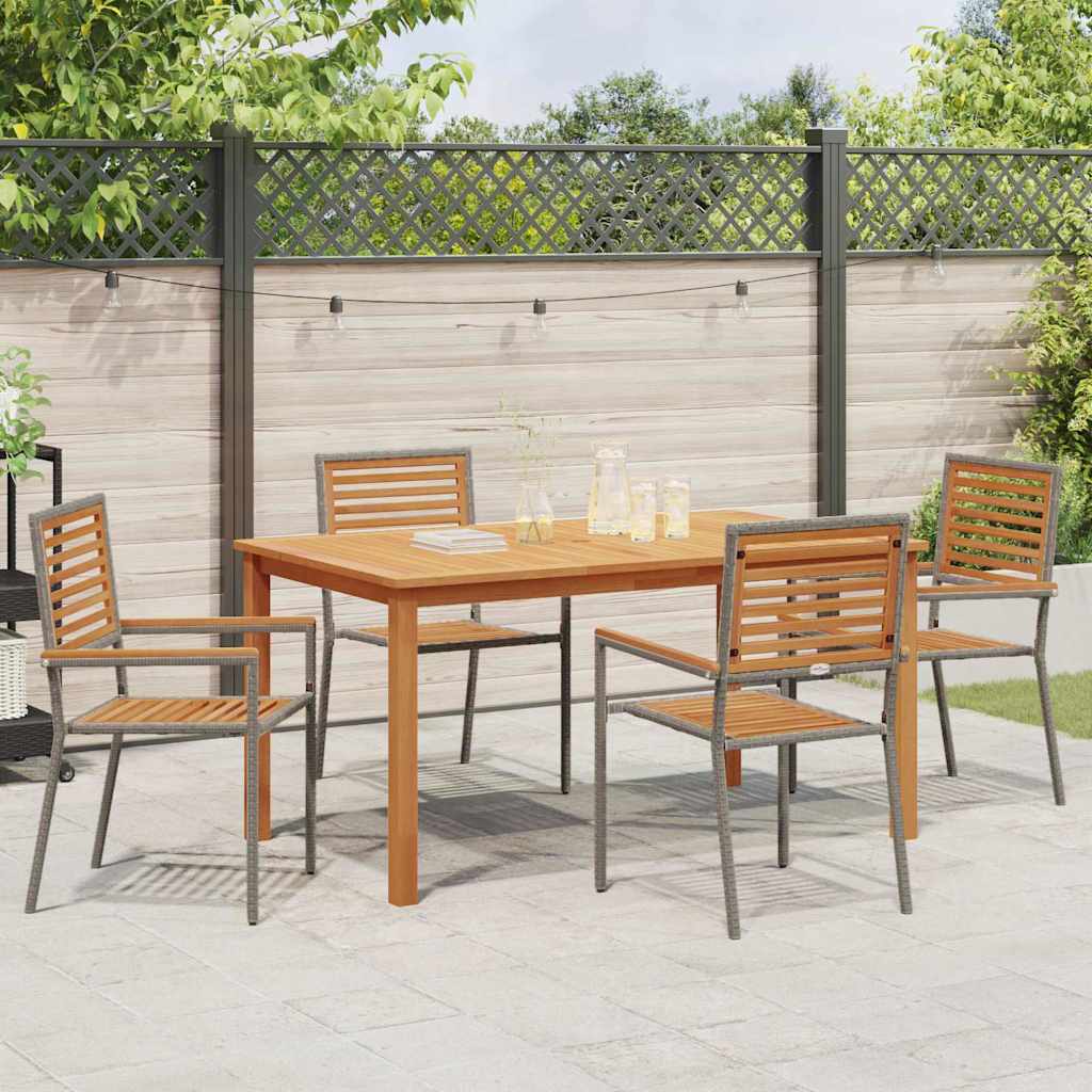 Garden Dining Set 5 pcs Grey Poly rattan