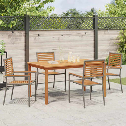 Garden Dining Set 5 pcs Grey Poly rattan