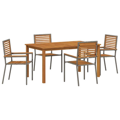 Garden Dining Set 5 pcs Grey Poly rattan
