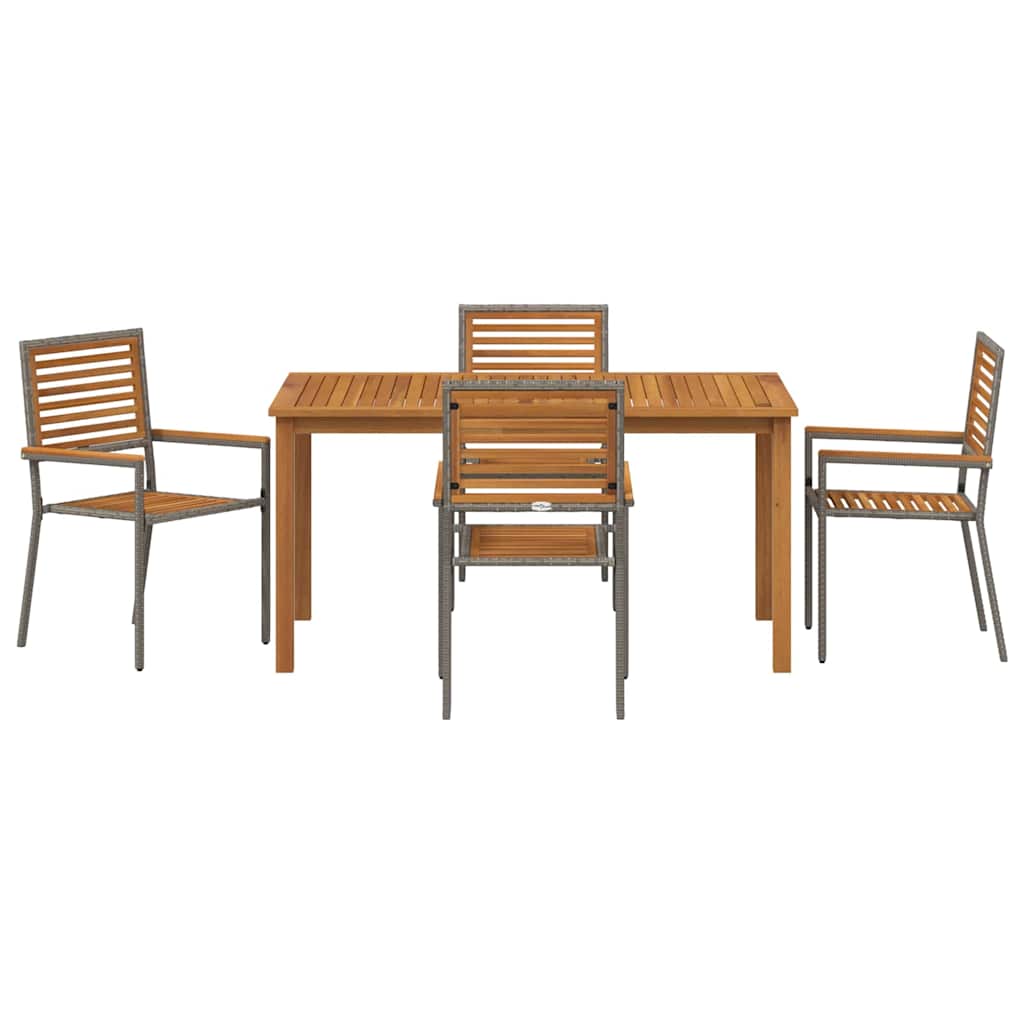 Garden Dining Set 5 pcs Grey Poly rattan