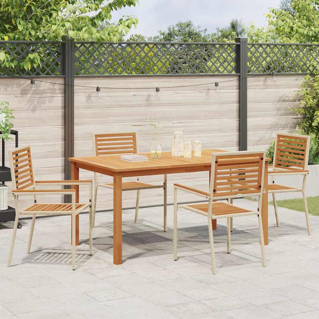 Garden Dining Set 5 pcs Beige Poly rattan