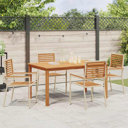Garden Dining Set 5 pcs Beige Poly rattan