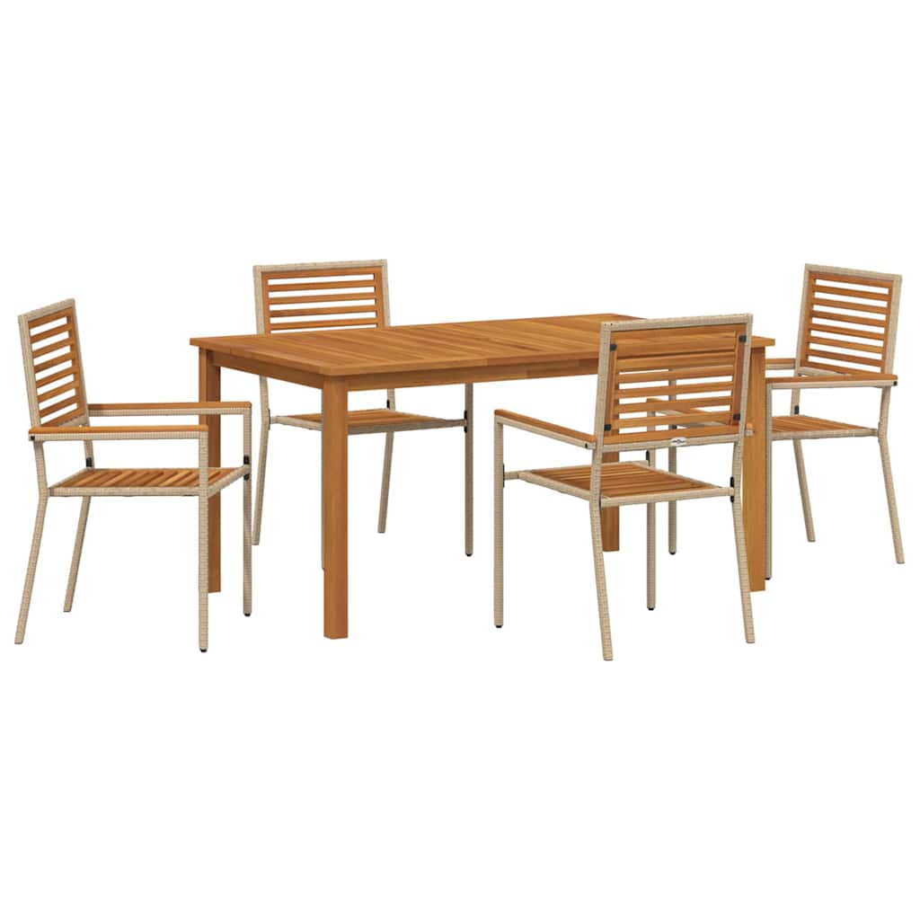 Garden Dining Set 5 pcs Beige Poly rattan