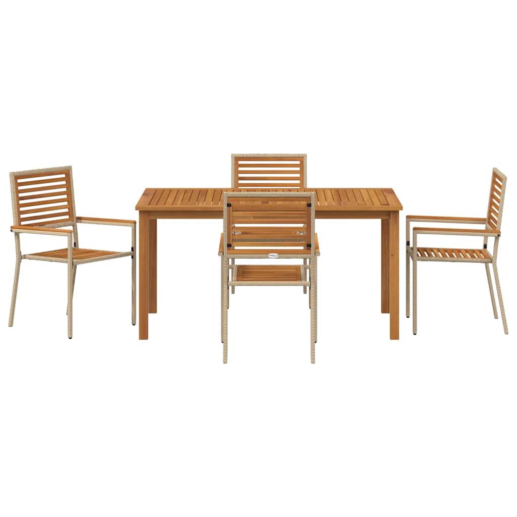 Garden Dining Set 5 pcs Beige Poly rattan