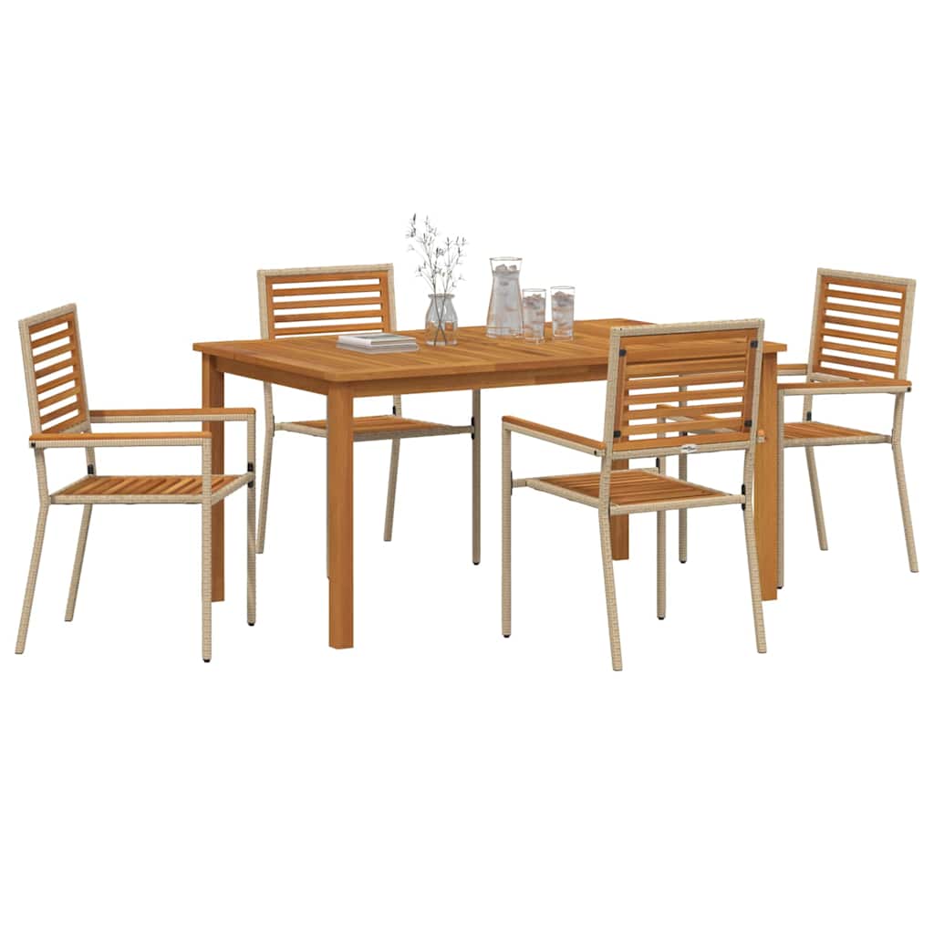 Garden Dining Set 5 pcs Beige Poly rattan