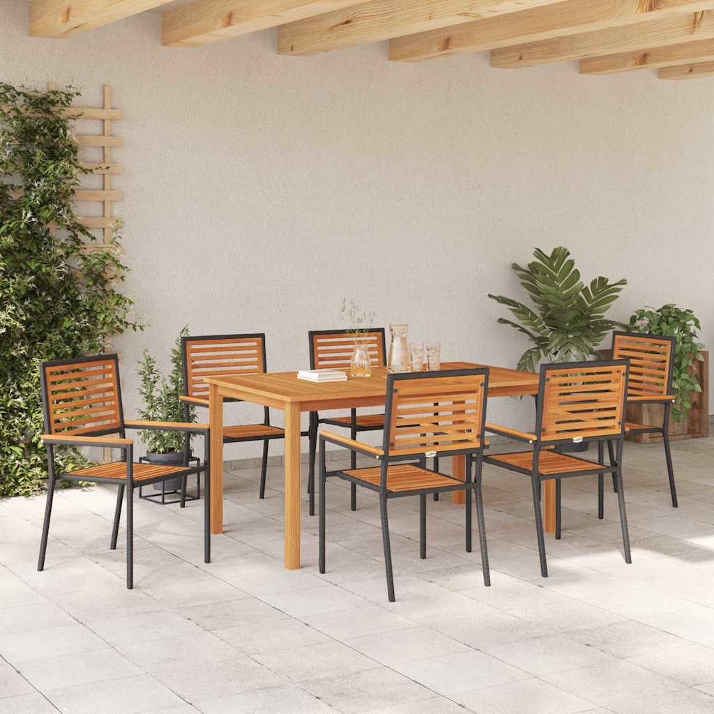 Garden Dining Set 7 pcs Black Poly rattan