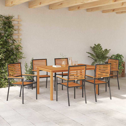 Garden Dining Set 7 pcs Black Poly rattan