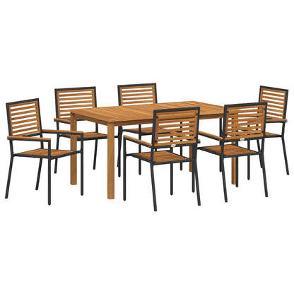 Garden Dining Set 7 pcs Black Poly rattan