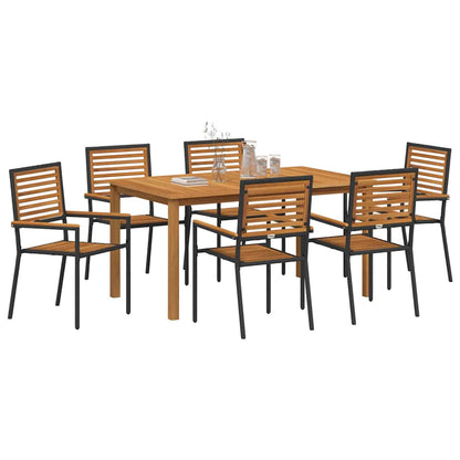 Garden Dining Set 7 pcs Black Poly rattan