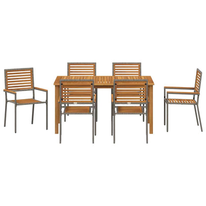 Garden Dining Set 7 pcs Grey Poly rattan