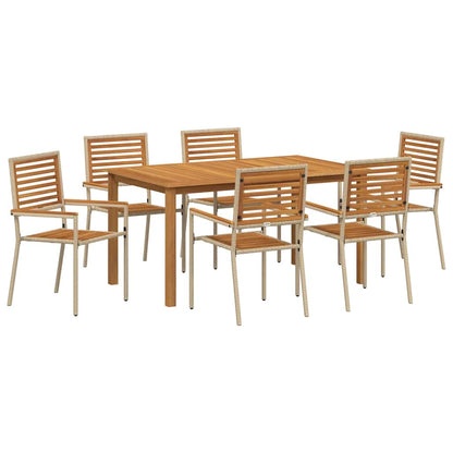 Garden Dining Set 7 pcs Beige Poly rattan