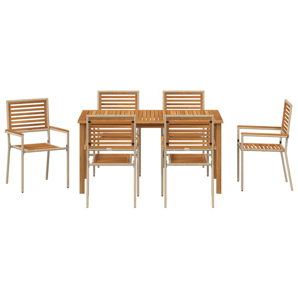 Garden Dining Set 7 pcs Beige Poly rattan