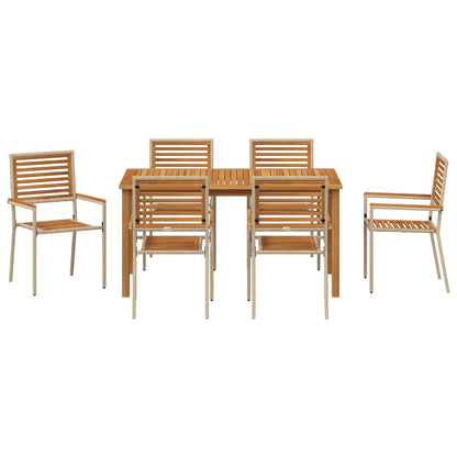 Garden Dining Set 7 pcs Beige Poly rattan