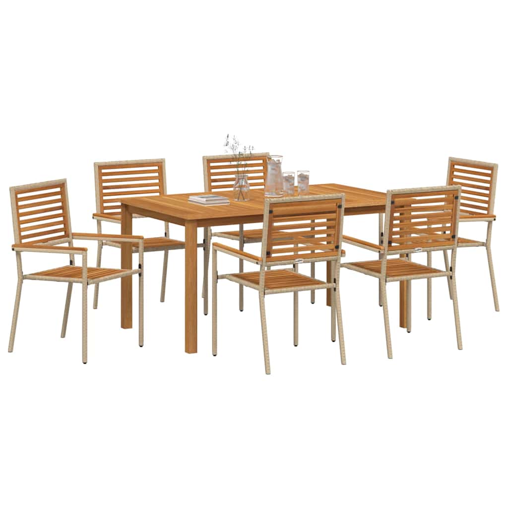 Garden Dining Set 7 pcs Beige Poly rattan