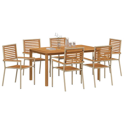 Garden Dining Set 7 pcs Beige Poly rattan
