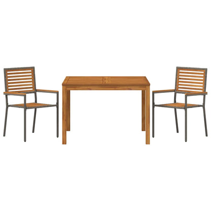 Garden Dining Set 3 pcs Grey Poly rattan