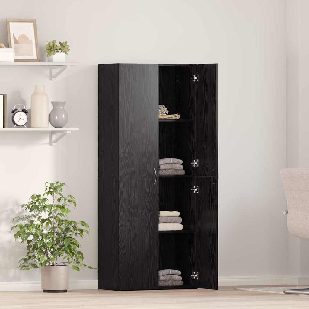 Office Cabinet Black oak 60 x 32 x 153 Engineered wood