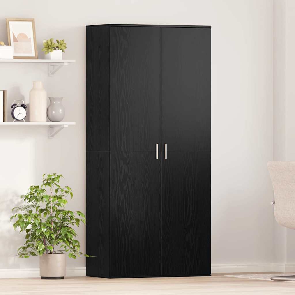 Highboard with Shelf Black oak 80 x 39 x 178 cm Engineered wood