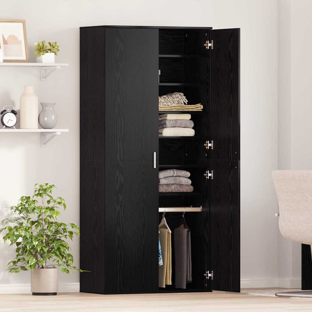 Highboard with Shelf Black oak 80 x 39 x 178 cm Engineered wood