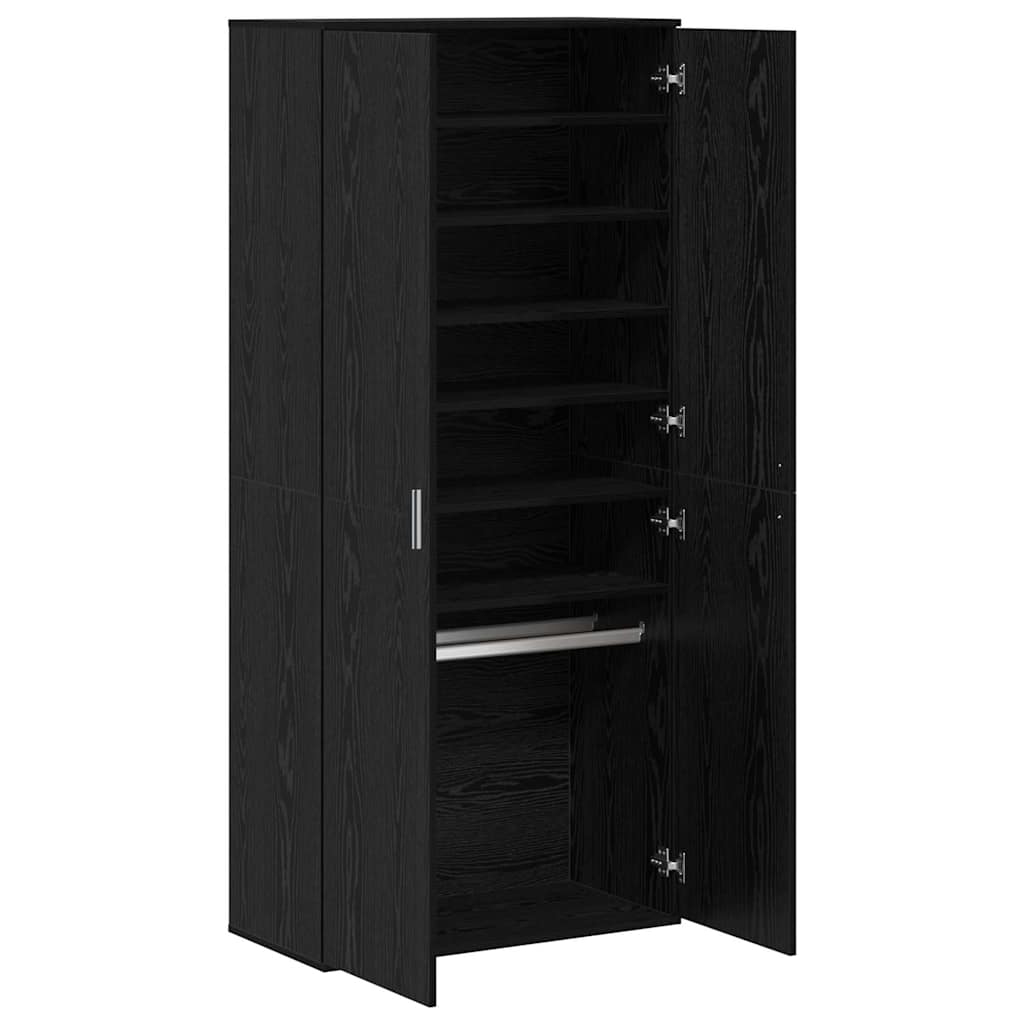 Highboard with Shelf Black oak 80 x 39 x 178 cm Engineered wood