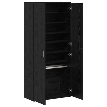 Highboard with Shelf Black oak 80 x 39 x 178 cm Engineered wood