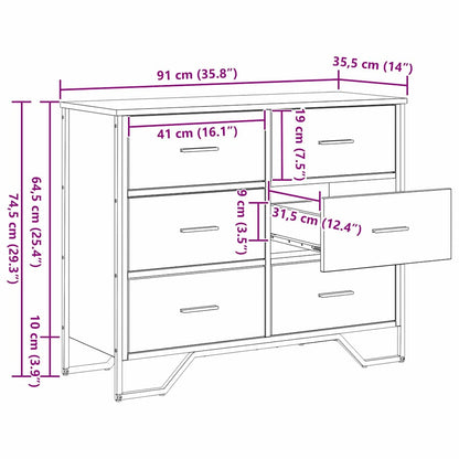 Chest of Drawers with Drawer Artisan oak 91 x 35.5 x 74.5 cm