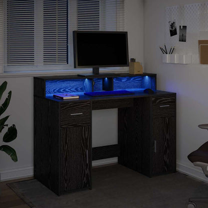 Desk with Drawer Black oak 120 x 55 x 91 cm Engineered wood